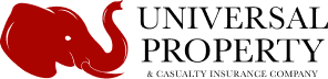 Red elephant head logo on black background