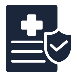 Protected medical record icon with shield