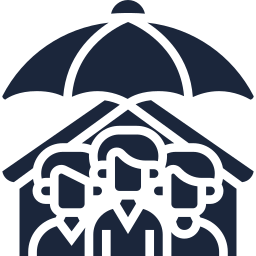 Family under umbrella insurance icon