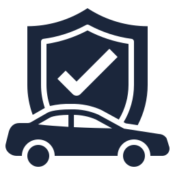 Car with shield and checkmark icon